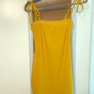 Skinny strap body con dress (yellow)